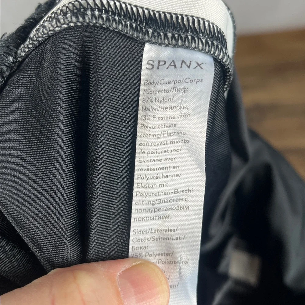 Spanx Women's 20187R-Faux Leather Stripe Legging‎ in Black.